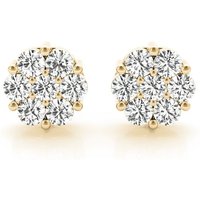 Pendientes de Botón Cluster 0.50 ct. tot. Diamante de Laboratorio Oro Amarillo 585 (14K)