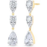 Pendientes Colgantes Triples de Pera 3.00 ct. tot. Diamante de Laboratorio Oro Amarillo 585 (14K)