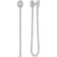 Pendientes de Cadena Tennis Halo Front to Back 2.00 ct. tot. Diamante de Laboratorio Oro Blanco 585 (14K)