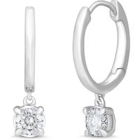 Pendientes de Aro Pulidos con Colgante Redondo 0.50 Quilates Diamante de Laboratorio Oro Blanco 585 (14K)