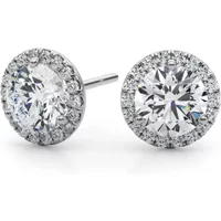 Pendientes de Botón Halo 2.20 ct. tot. Diamante de Laboratorio Oro Blanco 585 (14K)