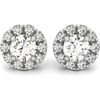 Pendientes de Botón Halo 1.20 ct. tot. Diamante de Laboratorio Oro Blanco 585 (14K)