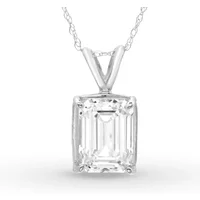 Colgante Solitario Esmeralda 1.50 ct Diamante de Laboratorio Oro Blanco 585 (14K)