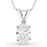 Colgante Solitario Ovalado 0.75 ct Diamante de Laboratorio Oro Blanco 585 (14K)