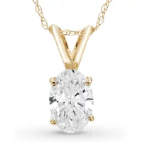 Colgante Solitario Ovalado 0.75 ct Diamante de Laboratorio Oro Amarillo 585 (14K)