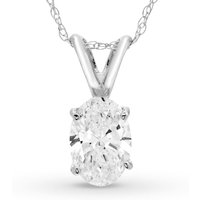 Colgante Solitario Ovalado 1.00 ct Diamante de Laboratorio Oro Blanco 585 (14K)
