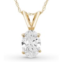 Colgante Solitario Ovalado 1.00 ct Diamante de Laboratorio Oro Amarillo 585 (14K)