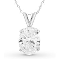 Colgante Solitario Ovalado 3.00 ct Diamante de Laboratorio Oro Blanco 585 (14K)