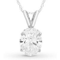 Colgante Solitario Ovalado 2.00 ct Diamante de Laboratorio Oro Blanco 585 (14K)