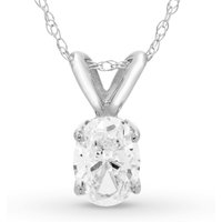 Colgante Solitario Ovalado 0.50 ct Diamante de Laboratorio Oro Blanco 585 (14K)