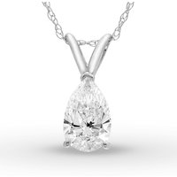 Colgante Solitario Pera 0.75 ct Diamante de Laboratorio Oro Blanco 585 (14K)