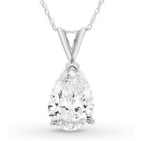 Colgante Solitario Pera 3.00 ct Diamante de Laboratorio Oro Blanco 585 (14K)