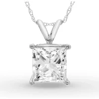 Colgante Solitario Princesa 1.50 ct Diamante de Laboratorio Oro Blanco 585 (14K)