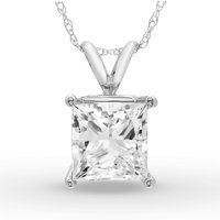 Colgante Solitario Princesa 2.00 ct Diamante de Laboratorio Oro Blanco 585 (14K)