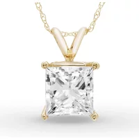 Colgante Solitario Princesa 0.75 ct Diamante de Laboratorio Oro Amarillo 585 (14K)