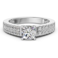 Anillo de Compromiso de 2 Filas Estrechadas Corte Cojín 2.50 ct Diamante de Laboratorio Platino 950