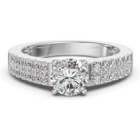 Anillo de Compromiso de 2 Filas Estrechadas Corte Redondo 1.50 ct Diamante de Laboratorio Oro Blanco 750 (18K)