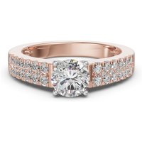 Anillo de Compromiso de 2 Filas Estrechadas Corte Redondo 1.00 ct Diamante de Laboratorio Oro Rosa 750 (18K)