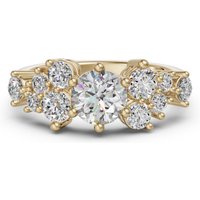 Anillo de Compromiso en Racimo de Corte Redondo 2.00 ct Diamante de Laboratorio Oro Amarillo 750 (18K)