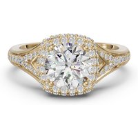 Anillo de Compromiso Halo Acentuado 3.00 ct Diamante de Laboratorio Oro Amarillo 585 (14K)