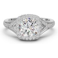 Anillo de Compromiso Halo Acentuado 1.00 ct Diamante de Laboratorio Oro Blanco 750 (18K)