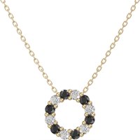 Colgante Círculo Acentuado con Diamantes Negros y Blancos 0.18 ct Oro Amarillo 585