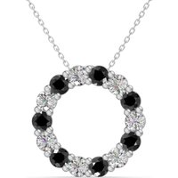 Colgante Círculo Acentuado con Diamantes Negros y Blancos 1.12 ct Oro Blanco 585