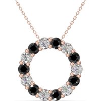 Colgante Círculo Acentuado con Diamantes Negros y Blancos 1.12 ct Oro Rosa 585