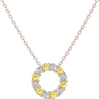 Colgante Círculo Acentuado con Diamantes 0.18 ct y Citrinos Oro Rosa 585