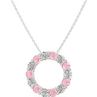 Colgante Círculo Acentuado con Diamantes 1.12 ct y Turmalinas Rosas Oro Blanco 585
