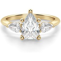Anillo de Compromiso Clásico Pera 1.75 ct con Piedras de Pera Diamante Natural Oro Amarillo 585 (14K)