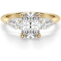 Anillo de Compromiso Clásico Corte Ovalado 2.50 ct con Piedras de Pera Diamante Natural Oro Amarillo 750 (18K)