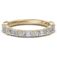 Anillo Media Eternidad Scallop Set con Corte Redondo y Esmeralda 2.50 mm Diamante de Laboratorio Oro Amarillo 585 (14K)