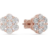 Pendientes en Racimo con Corte Redondo 1.00 Quilate Diamante de Laboratorio Oro Rosa 585 (14K)