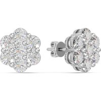 Pendientes en Racimo con Corte Redondo 2.00 Quilates Diamante de Laboratorio Oro Blanco 585 (14K)