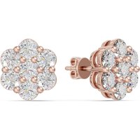 Pendientes en Racimo con Corte Redondo 2.00 Quilates Diamante de Laboratorio Oro Rosa 585 (14K)
