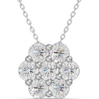 Colgante en Racimo con Corte Redondo 2.00 Quilates Diamante de Laboratorio Oro Blanco 585 (14K)