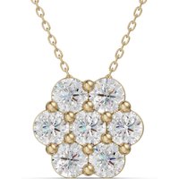 Colgante en Racimo con Corte Redondo 2.00 Quilates Diamante de Laboratorio Oro Amarillo 585 (14K)