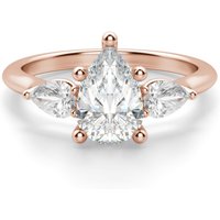 Anillo de Compromiso Clásico Pera 0.75 ct con Piedras de Pera Diamante de Laboratorio Oro Rosa 750 (18K)