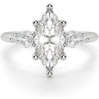 Anillo de Compromiso Clásico Marquesa 1.75 ct con Piedras de Pera Diamante de Laboratorio Oro Blanco 585 (14K)