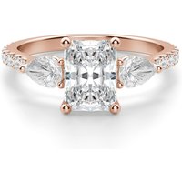 Anillo de Compromiso Acentuado Radiante 1.50 ct con Piedras de Pera Diamante de Laboratorio Oro Rosa 585 (14K)