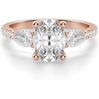 Anillo de Compromiso Acentuado Corte Ovalado 1.50 ct con Piedras de Pera Diamante de Laboratorio Oro Rosa 585 (14K)