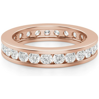 Anillo Eternidad Channel Set con Piedras Redondas 2.50 mm Diamante de Laboratorio Oro Rosa 750 (18K)