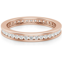 Anillo Eternidad Channel Set con Piedras Redondas 1.50 mm Diamante de Laboratorio Oro Rosa 585 (14K)
