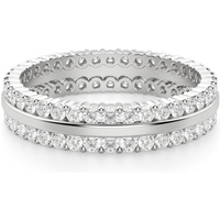 Anillo Eternidad de Dos Filas con Piedras Redondas 1.50 mm Diamante de Laboratorio Oro Blanco 585 (14K)