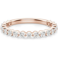 Anillo Media Eternidad Shared Prong con Piedras Redondas 2.00 mm Diamante de Laboratorio Oro Rosa 585 (14K)