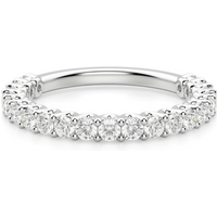 Anillo Media Eternidad Scallop Set con Piedras Redondas 2.00 mm Diamante de Laboratorio Oro Blanco 585 (14K)