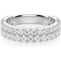 Anillo Media Eternidad de Dos Filas con Piedras Redondas 2.00 mm Diamante de Laboratorio Oro Blanco 750 (18K)