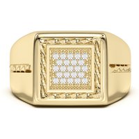 Anillo Cuadrado Rope Effect Comfort Fit para Hombre Diamante de Laboratorio Oro Amarillo 585 (14K)