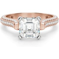 Anillo de Compromiso Corte Asscher 3.00 ct Seine Diamante de Laboratorio Oro Rosa 585